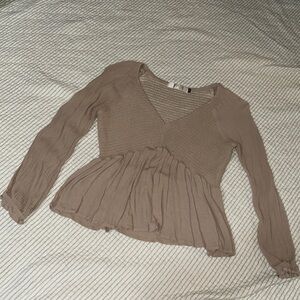 Boutique Babydoll Top, Beige
